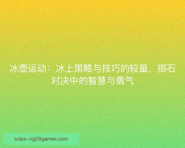 冰壶运动：冰上策略与技巧的较量，掷石对决中的智慧与勇气